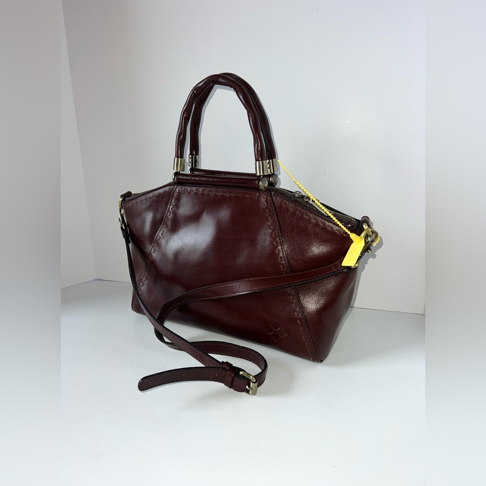 Patricia Nash Leather Holland Top Handle Satchel Redish Brown Crossbody